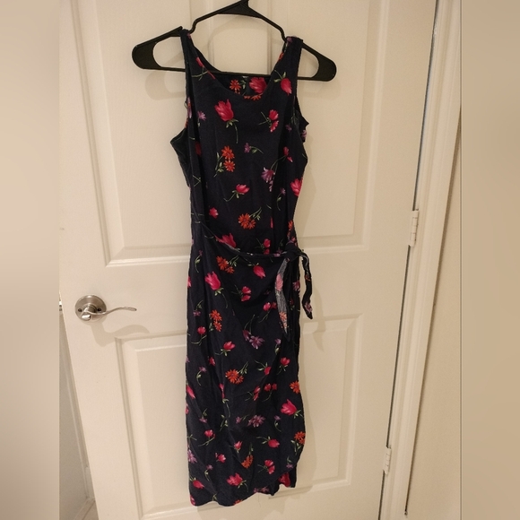 Y2k 90s Vintage Cristin Stevens Floral Sleeveless Wrap Dress - Picture 4 of 6